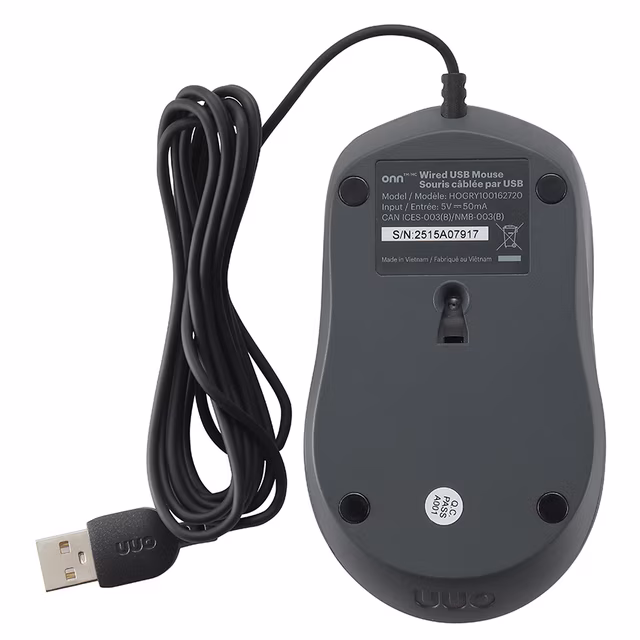 Mouse USB con cable de 1000 DPI, 3 botones y rueda de desplazamiento -Onn - Imagen 2