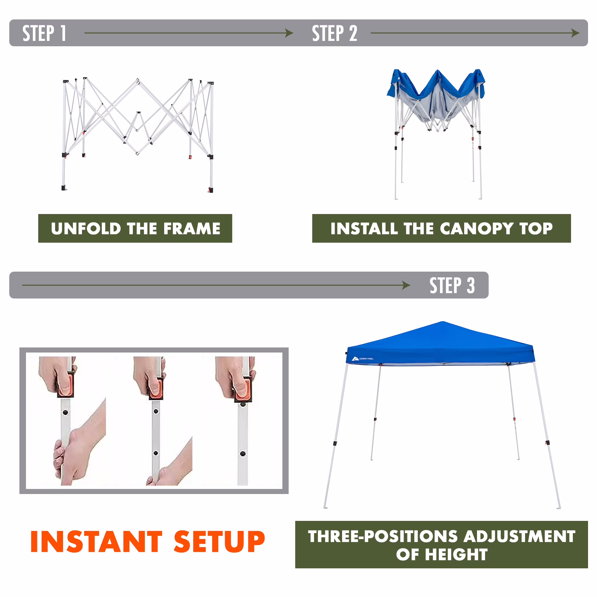 Carpa de patas inclinadas de 10' x 10', color azul -Ozark Trail - Imagen 6