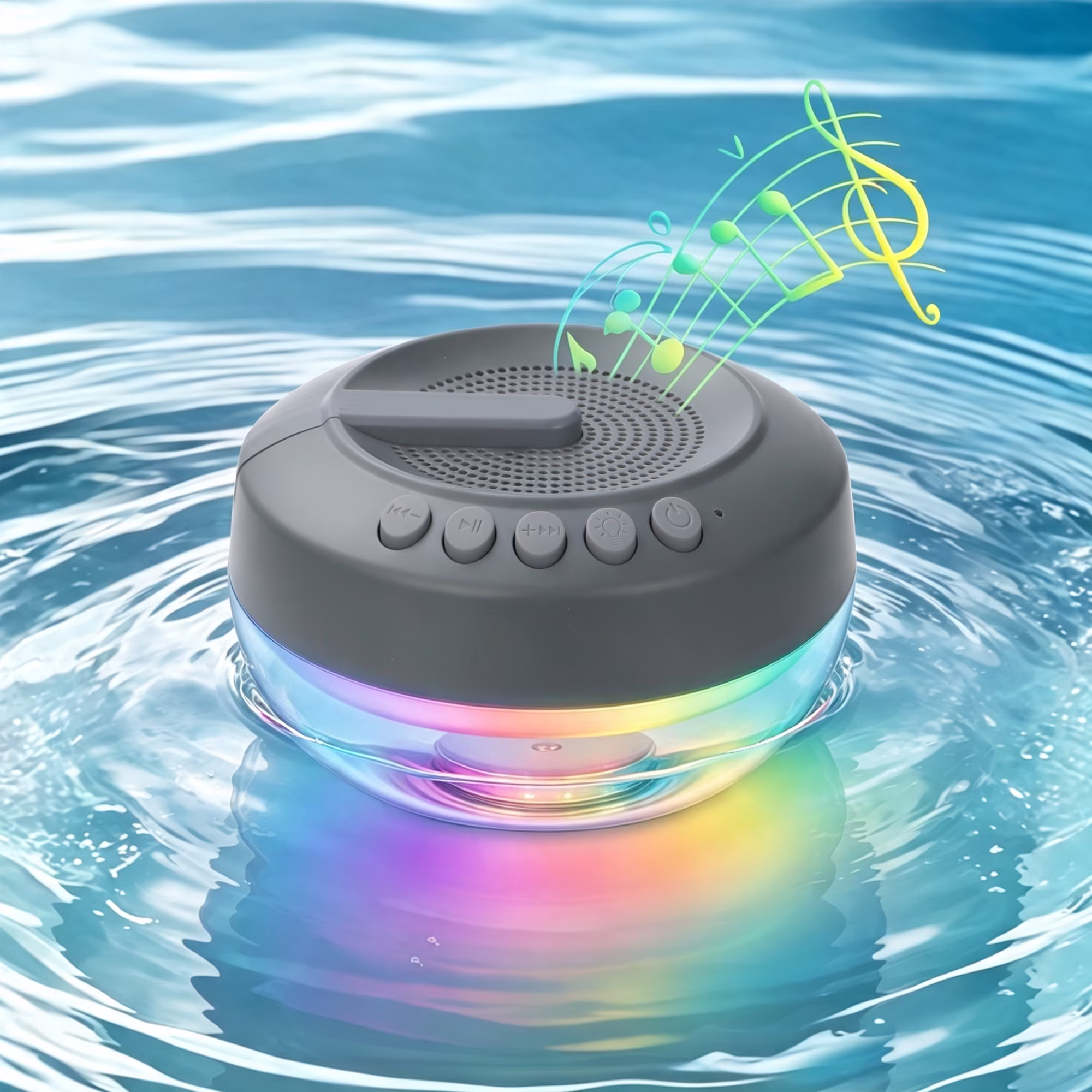 Altavoz bluetooth flotante para alberca con impermeabilidad IPX7 con luces LED -Bluescape - Imagen 5