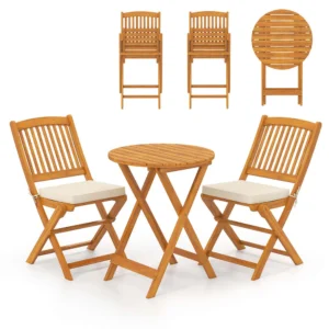 Alternative view of Juego de 3 piezas plegable de bistró para exterior en madera de acacia