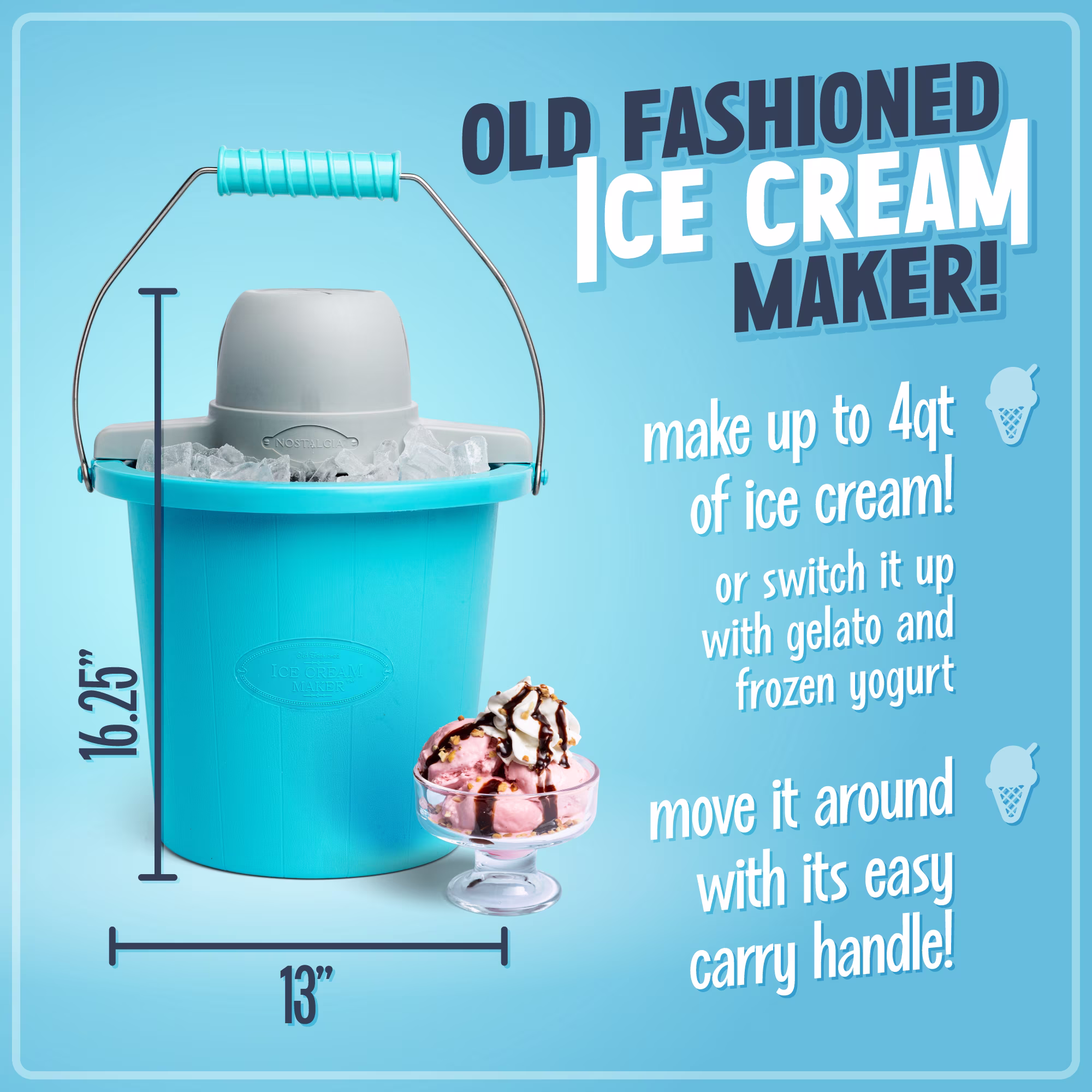 Maquina para hacer helados con asa de fácil transporte -Nostalgia - Imagen 4