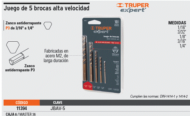 Juego de 5 brocas HSS para metal -Truper Expert - Imagen 2