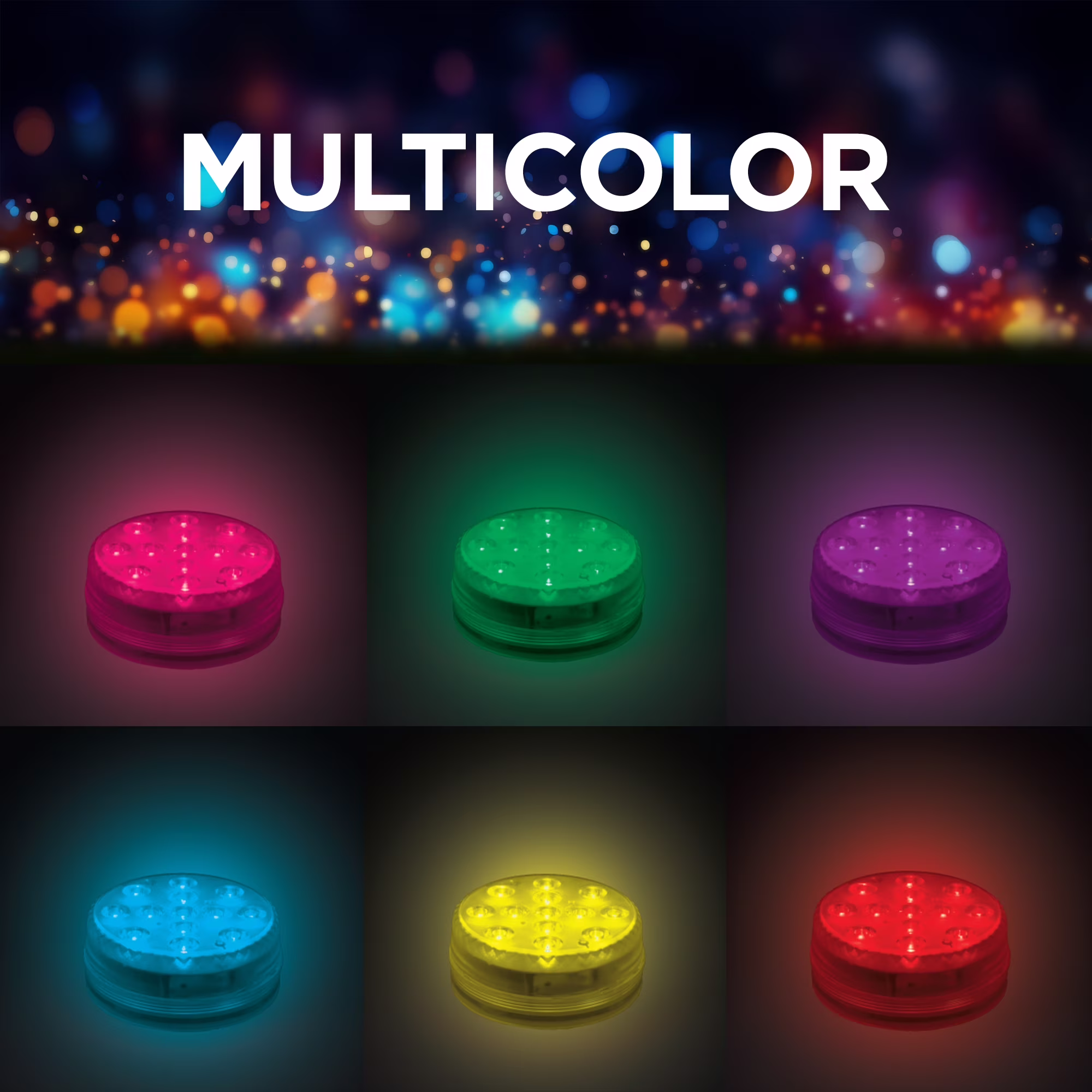 Par de luces de disco sumergibles para alberca RGB con control remoto de 21 teclas -Merkury Innovations - Imagen 4