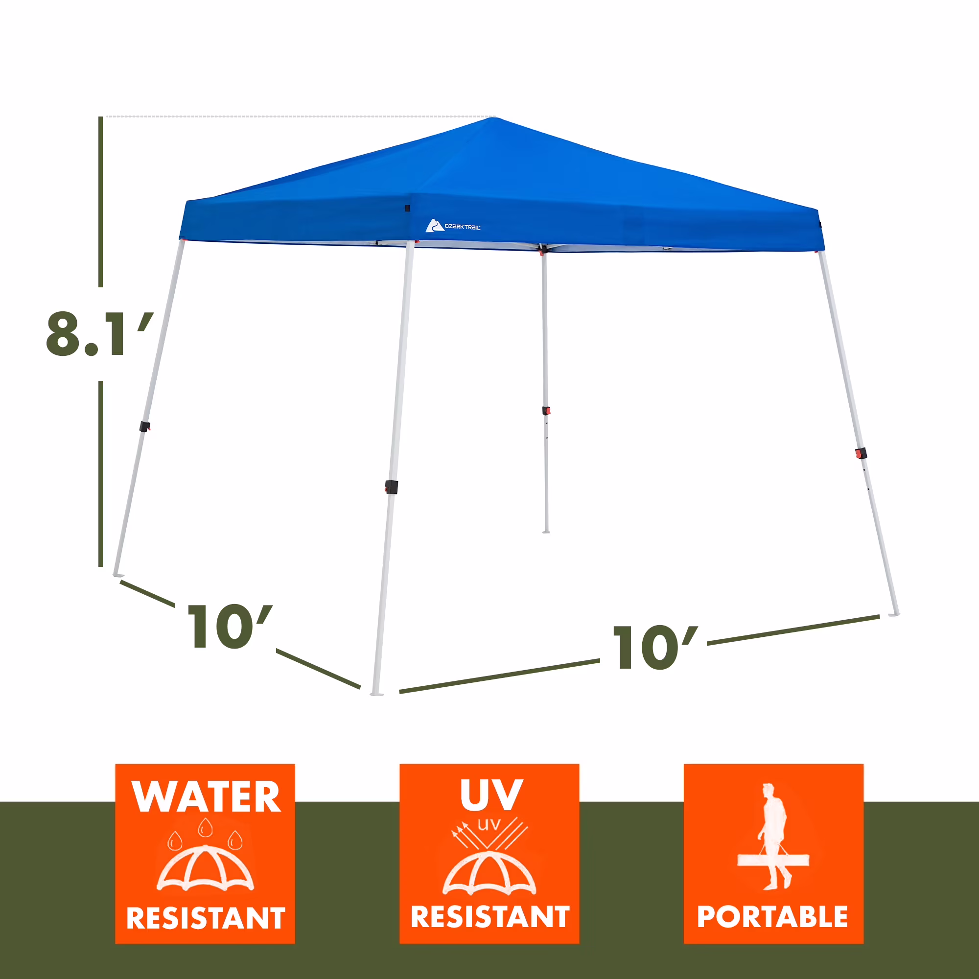 Carpa de patas inclinadas de 10' x 10', color azul -Ozark Trail - Imagen 7