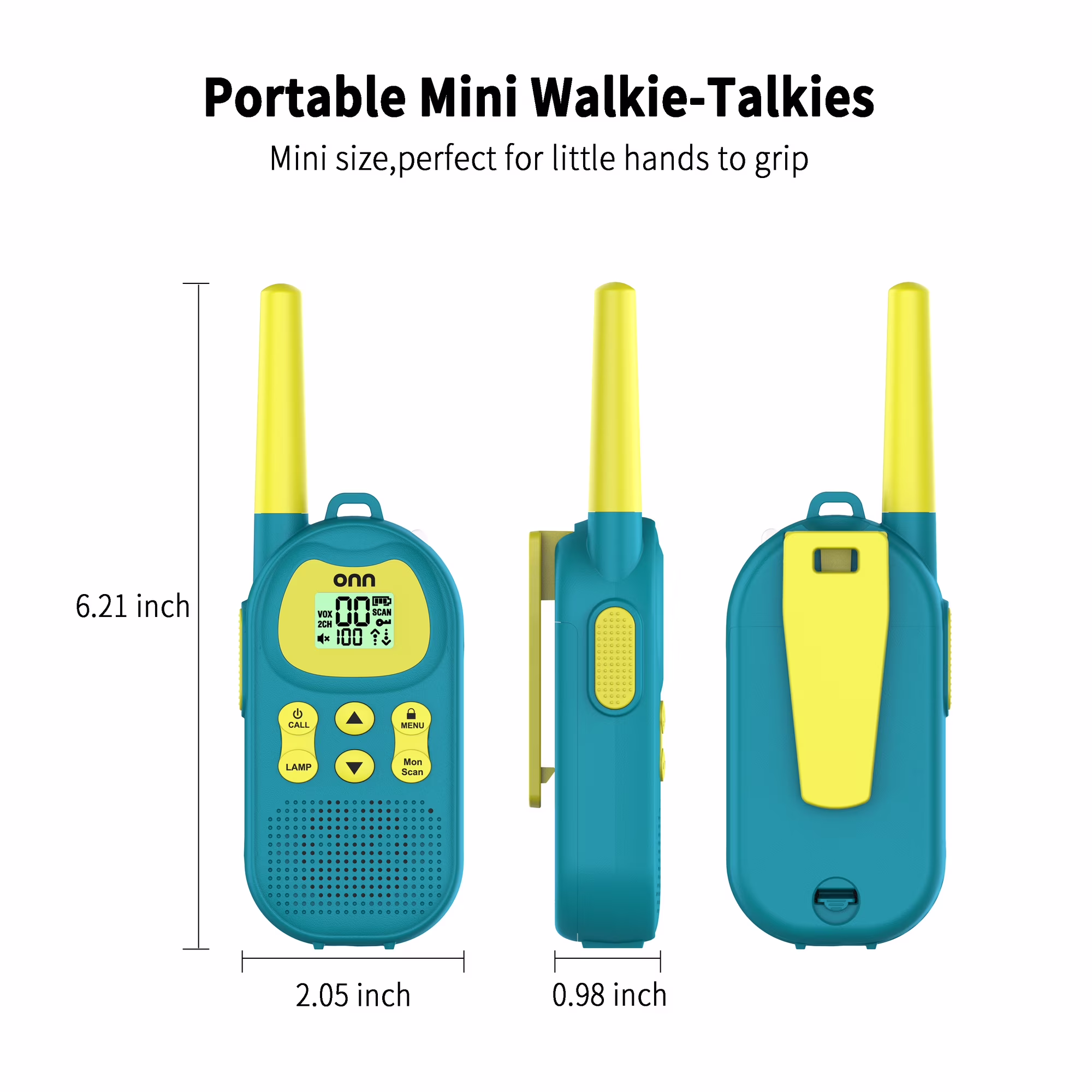 Par de Walkie Talkies para niños de hasta 16 millas de alcance, 22 canales con linterna -Onn - Imagen 3