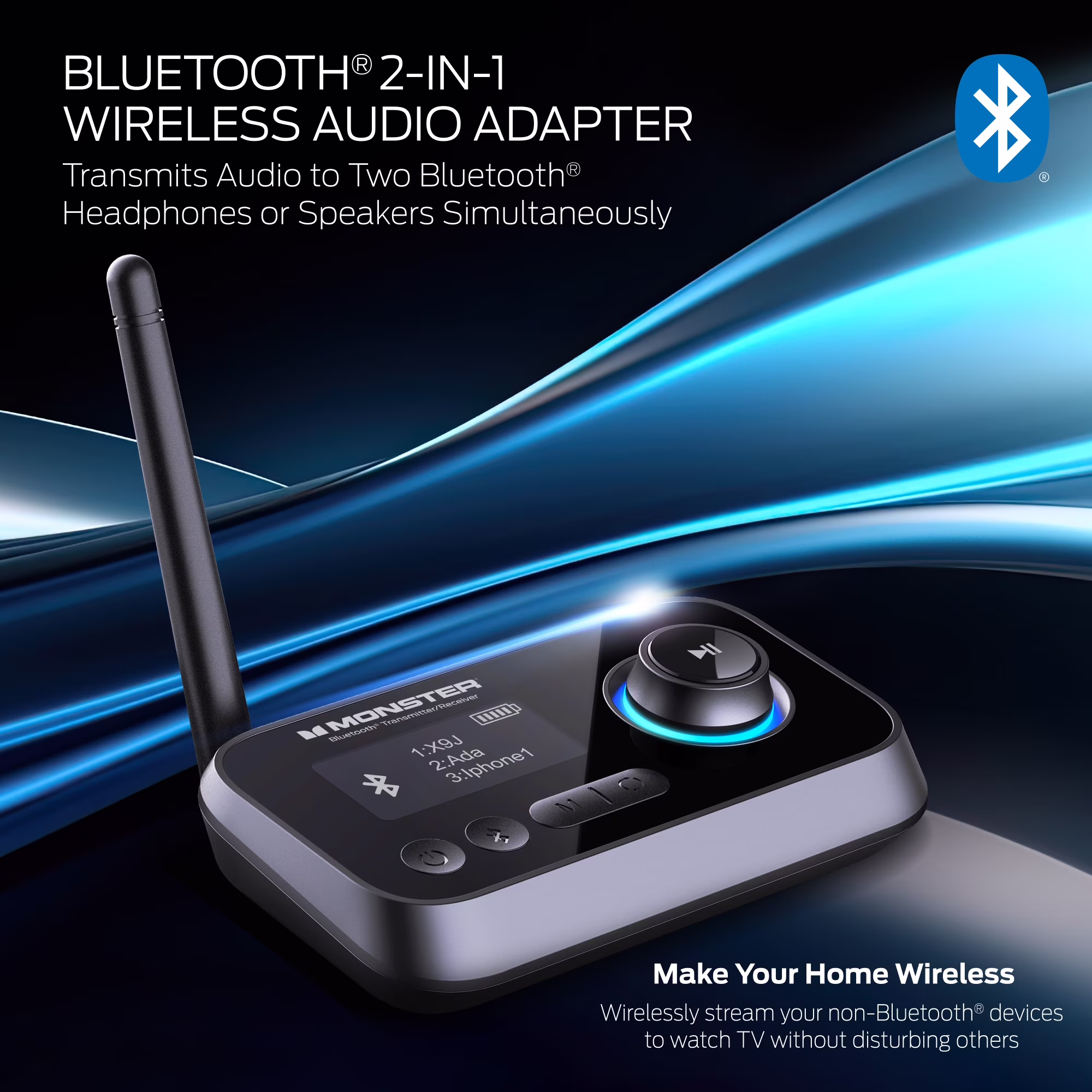 Receptor/Transmisor inalámbrico bluetooth, compatible con dispositivos giratorios -Monster - Imagen 7