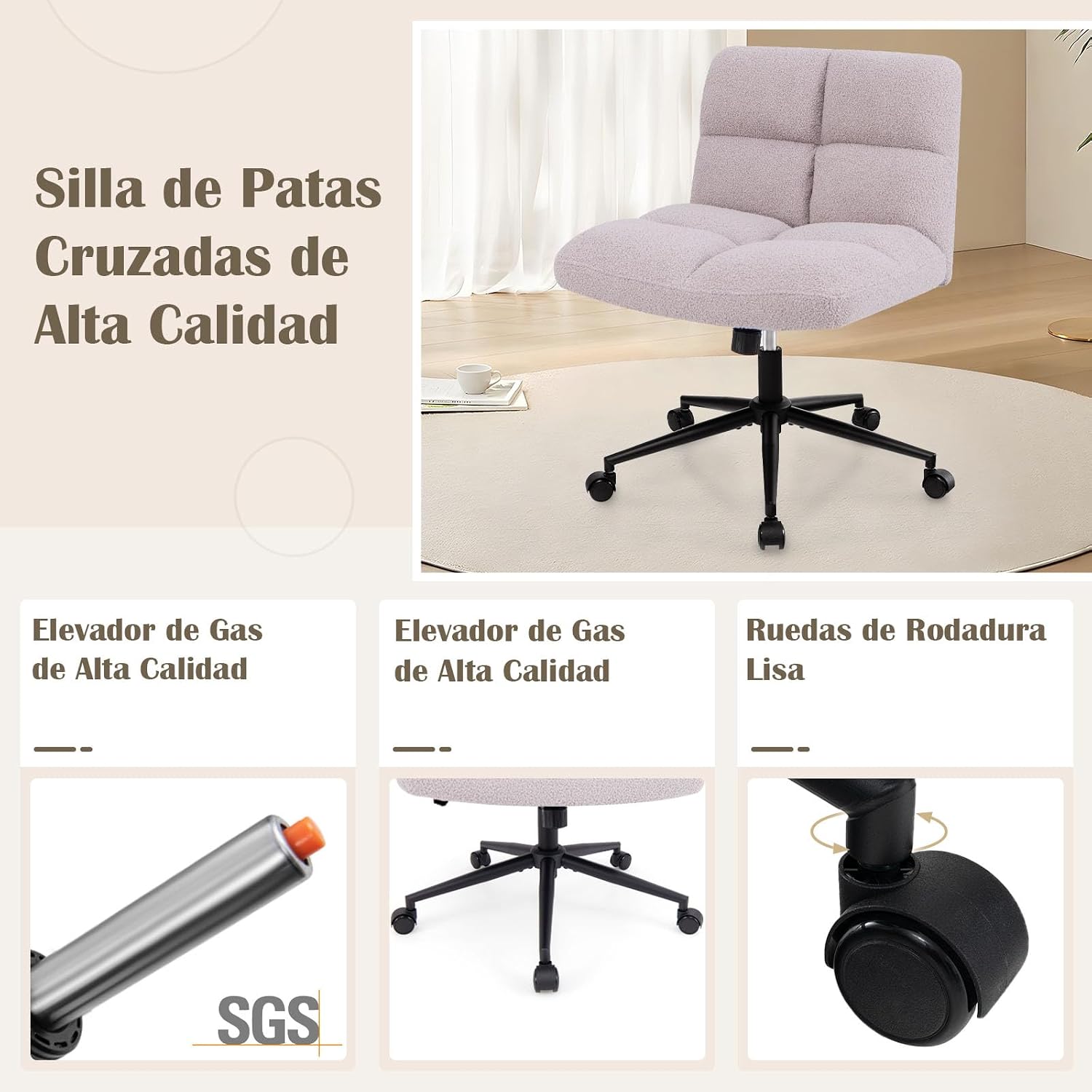Silla de oficina giratoria con ajuste de altura y respaldo -Costway - Imagen 5
