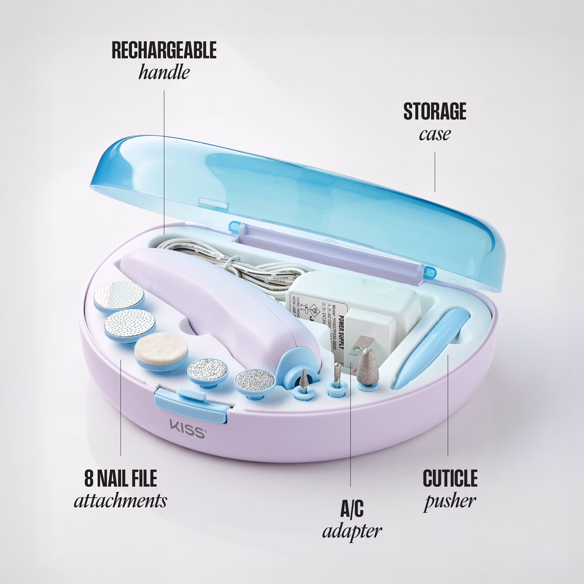 Kit de lima recargable para uñas con accesorios y estuche de almacenamiento -KISS - Imagen 3