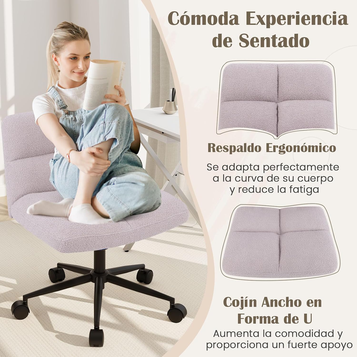 Silla de oficina giratoria con ajuste de altura y respaldo -Costway - Imagen 2