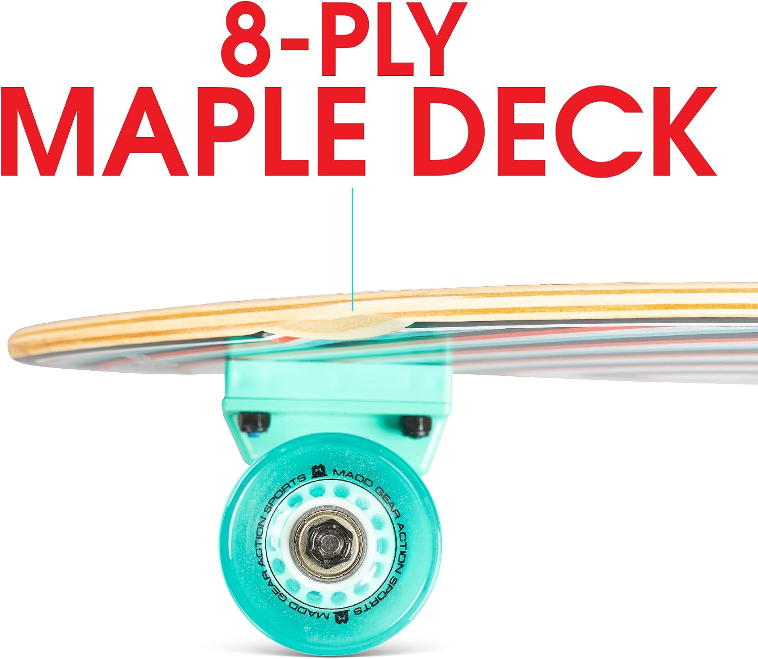 Patineta de madera de arce y ruedas de 62 mm, 32" x 9" -Madd Gear - Imagen 4