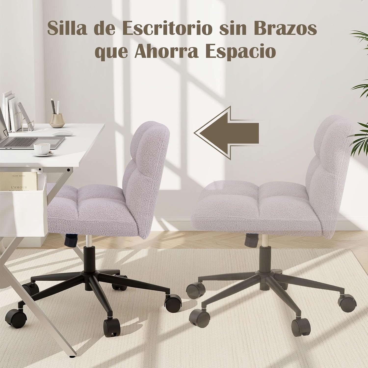 Silla de oficina giratoria con ajuste de altura y respaldo -Costway - Imagen 6