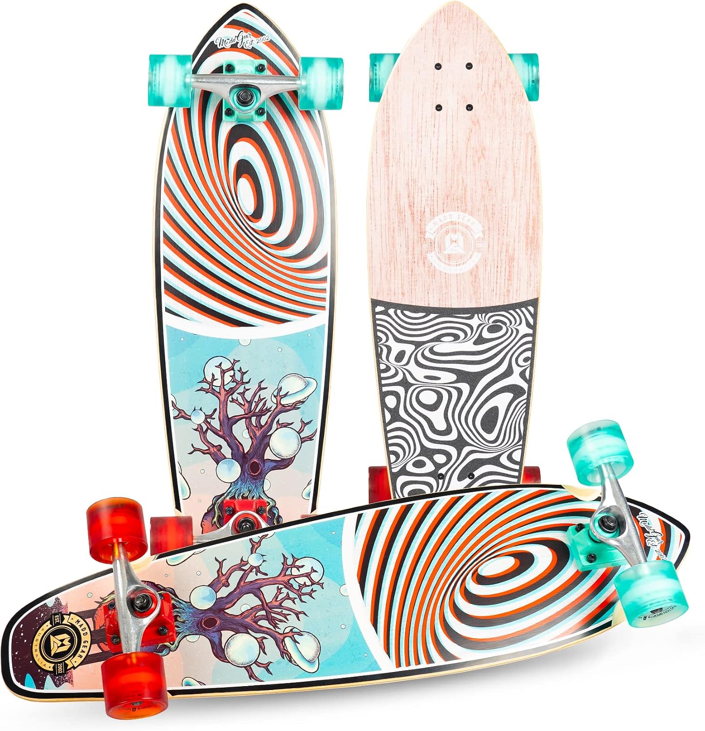 Patineta de madera de arce y ruedas de 62 mm, 32" x 9" -Madd Gear