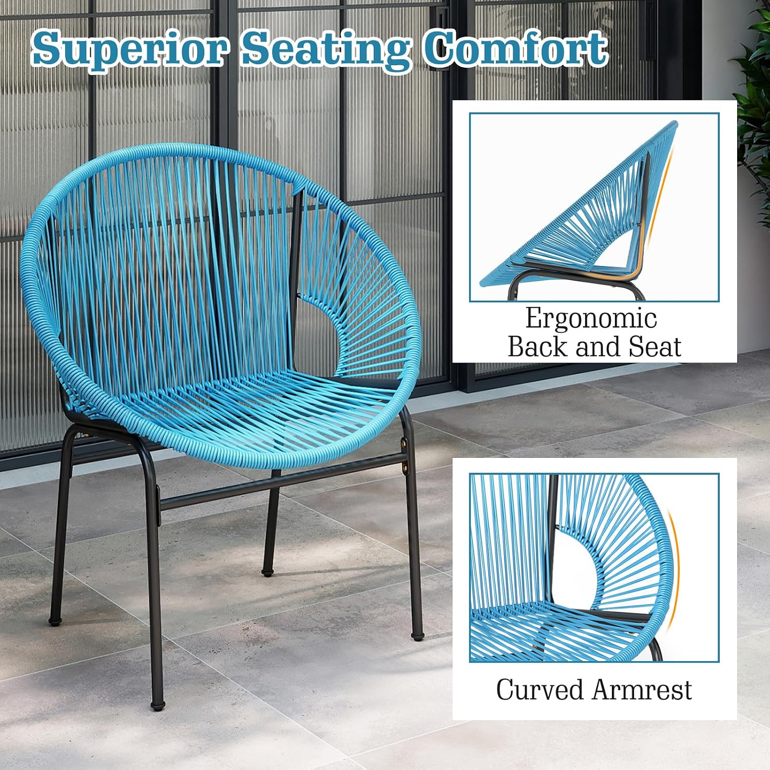 Juego de muebles de bistró para exterior con mesa de vidrio templado -Tangkula - Imagen 3