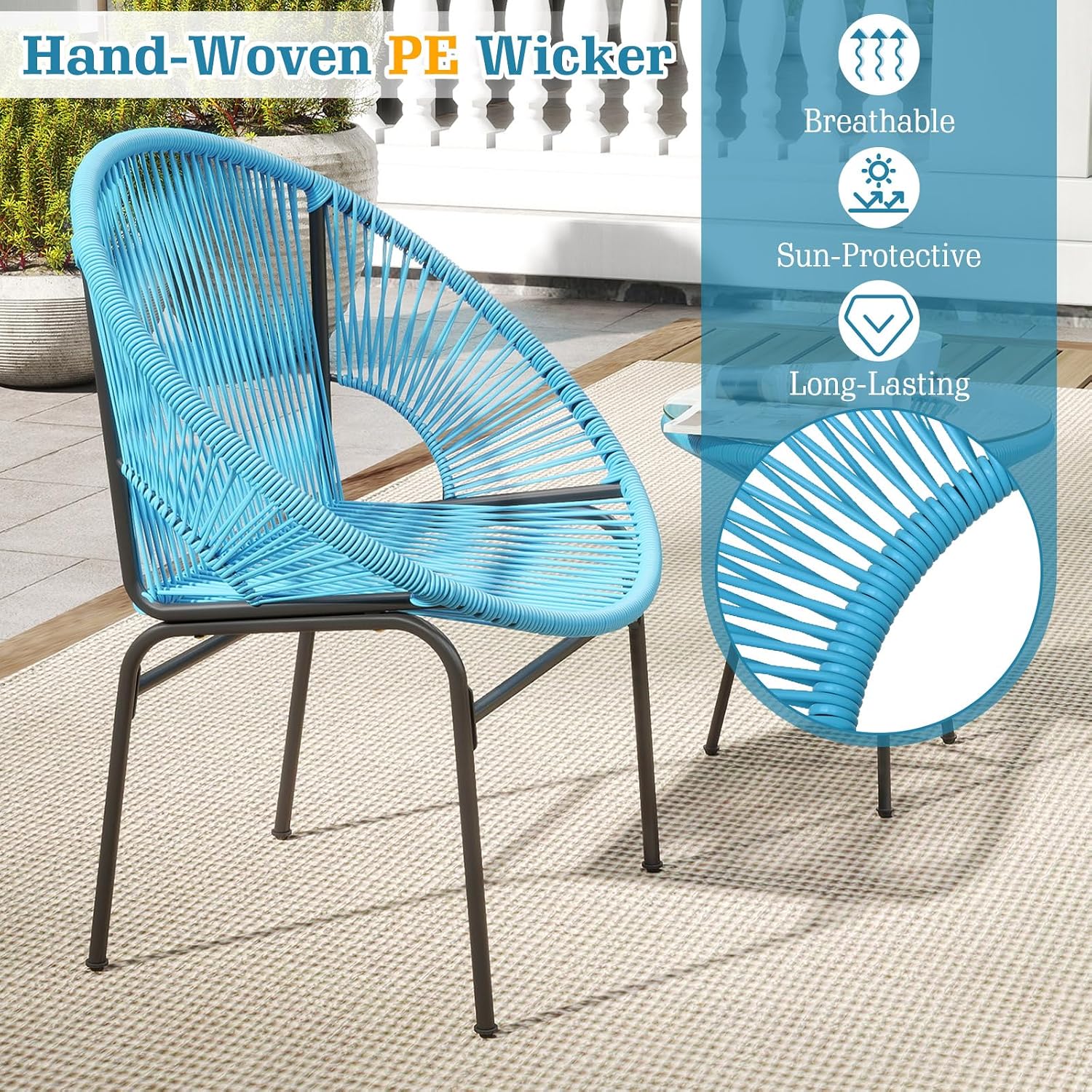 Juego de muebles de bistró para exterior con mesa de vidrio templado -Tangkula - Imagen 5