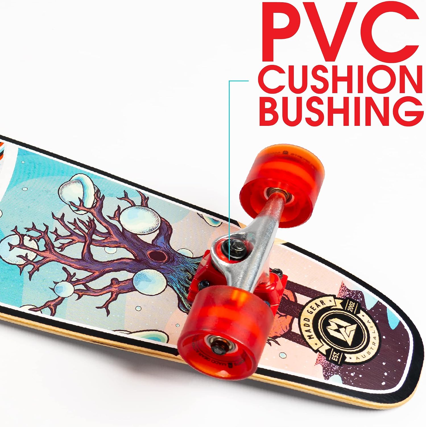 Patineta de madera de arce y ruedas de 62 mm, 32" x 9" -Madd Gear - Imagen 2