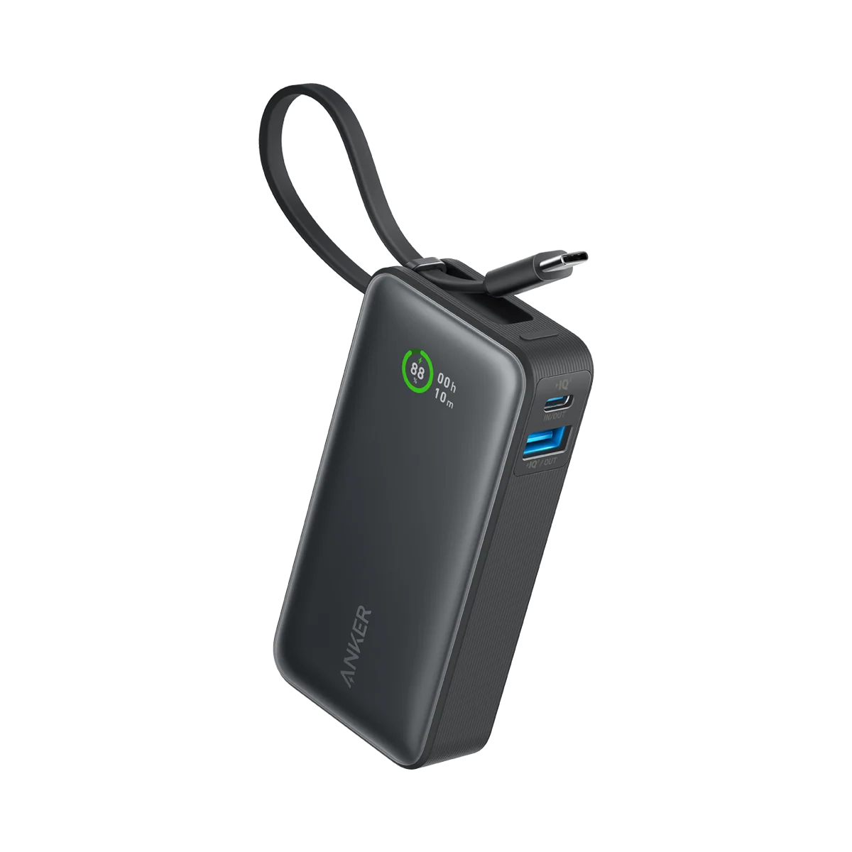 Banco de carga portátil de 10.000 mAh con cable USB-C integrado y carga rápida de 30 W -Anker