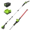 Kit de podadora inalámbrica de 80 V y 20" con pértiga y sierra de pértiga de 10" -Greenworks