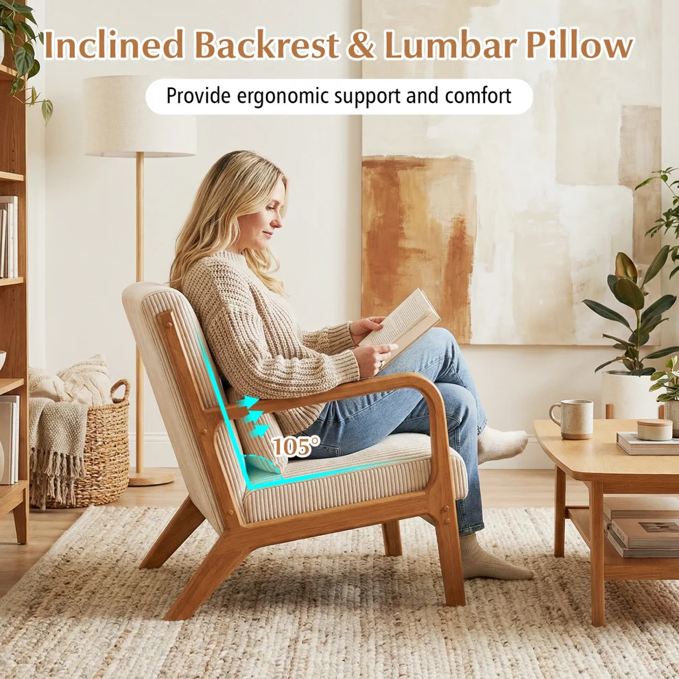 Sillón tapizado con almohada de soporte lumbar -DirectDeals - Imagen 4