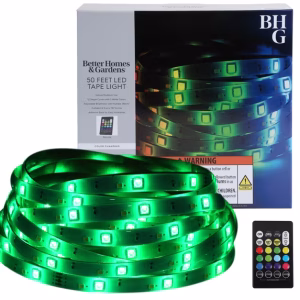 Cinta de luz LED de 50 pies con control remoto para Interior/Exterior -Better Homes & Gardens