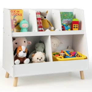 Estantería y organizador para juguetes de 5 cubos, madera color blanco  -Costway
