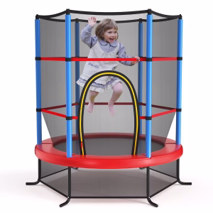 Trampolín para niños de 55" con tapete de salto y red de protección -Costway