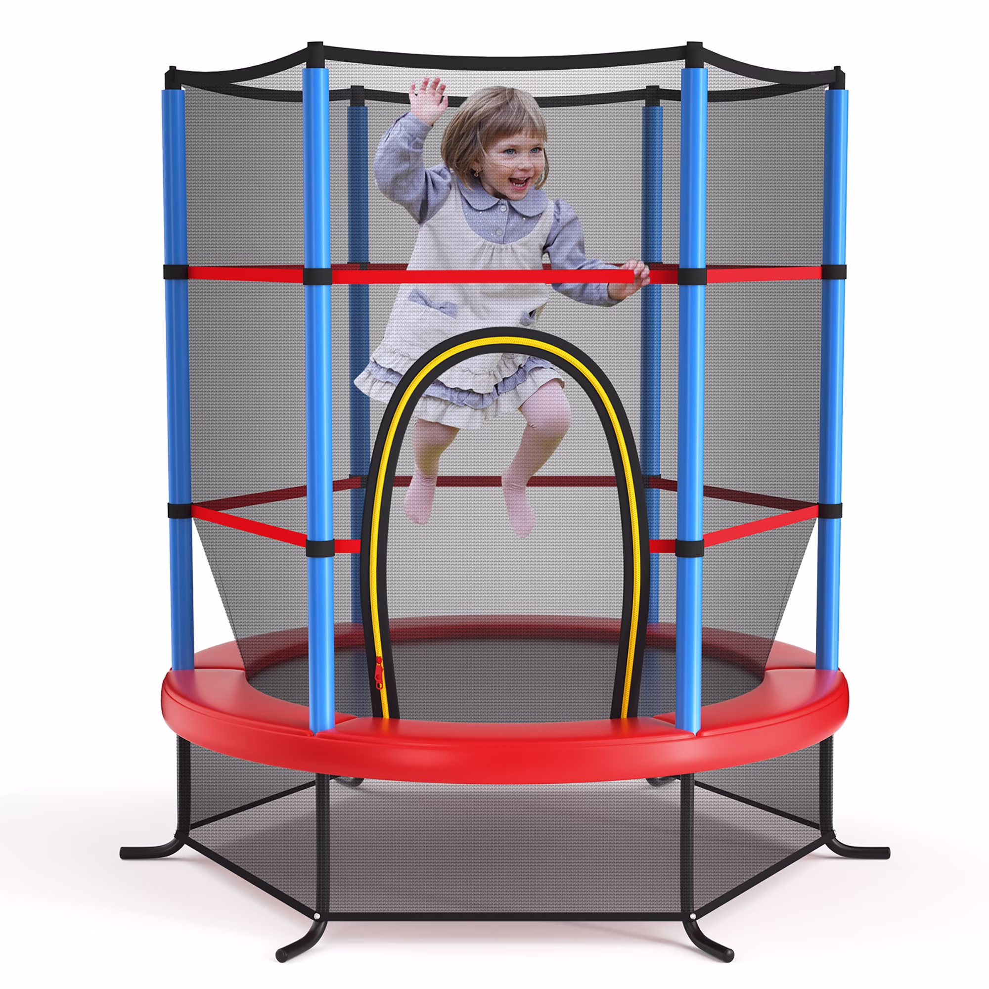 Trampolín para niños de 55" con tapete de salto y red de protección -Costway