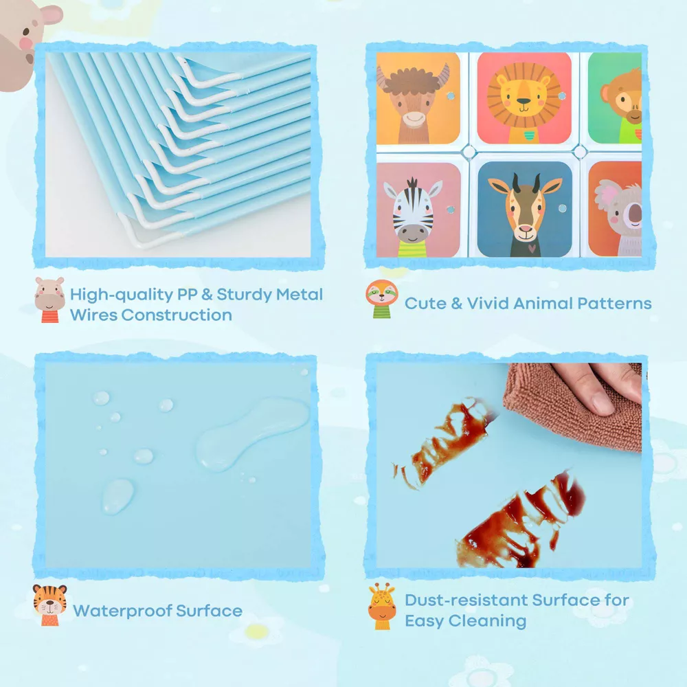 Armario para niños de 12 cubos con puertas, color azul -Costway - Imagen 7