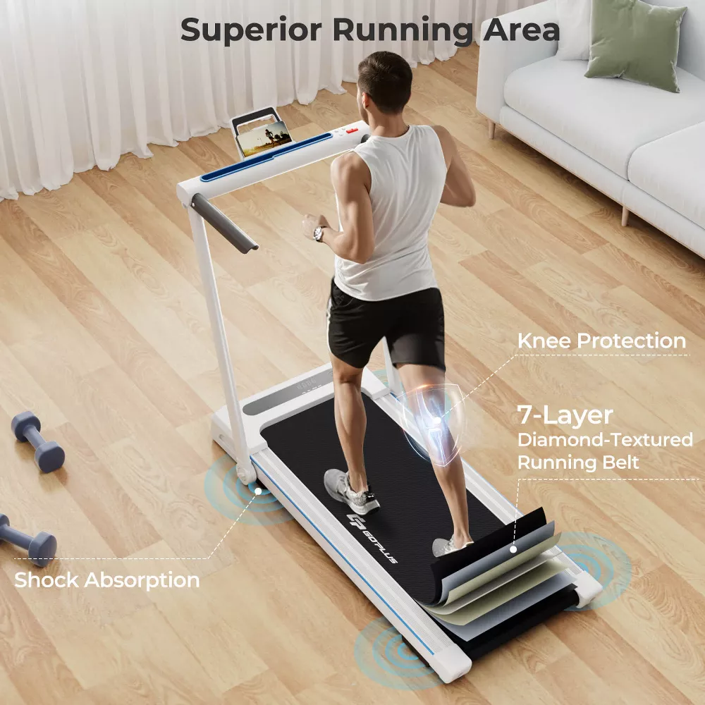 Cinta de correr plegable 3 en 1 de 2,25 HP con altavoz de mesa y control remoto -Costway - Imagen 7