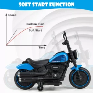 Alternative view of Motocicleta eléctrica para niños con ruedas de entrenamiento, faro LED y panel de música -Costway