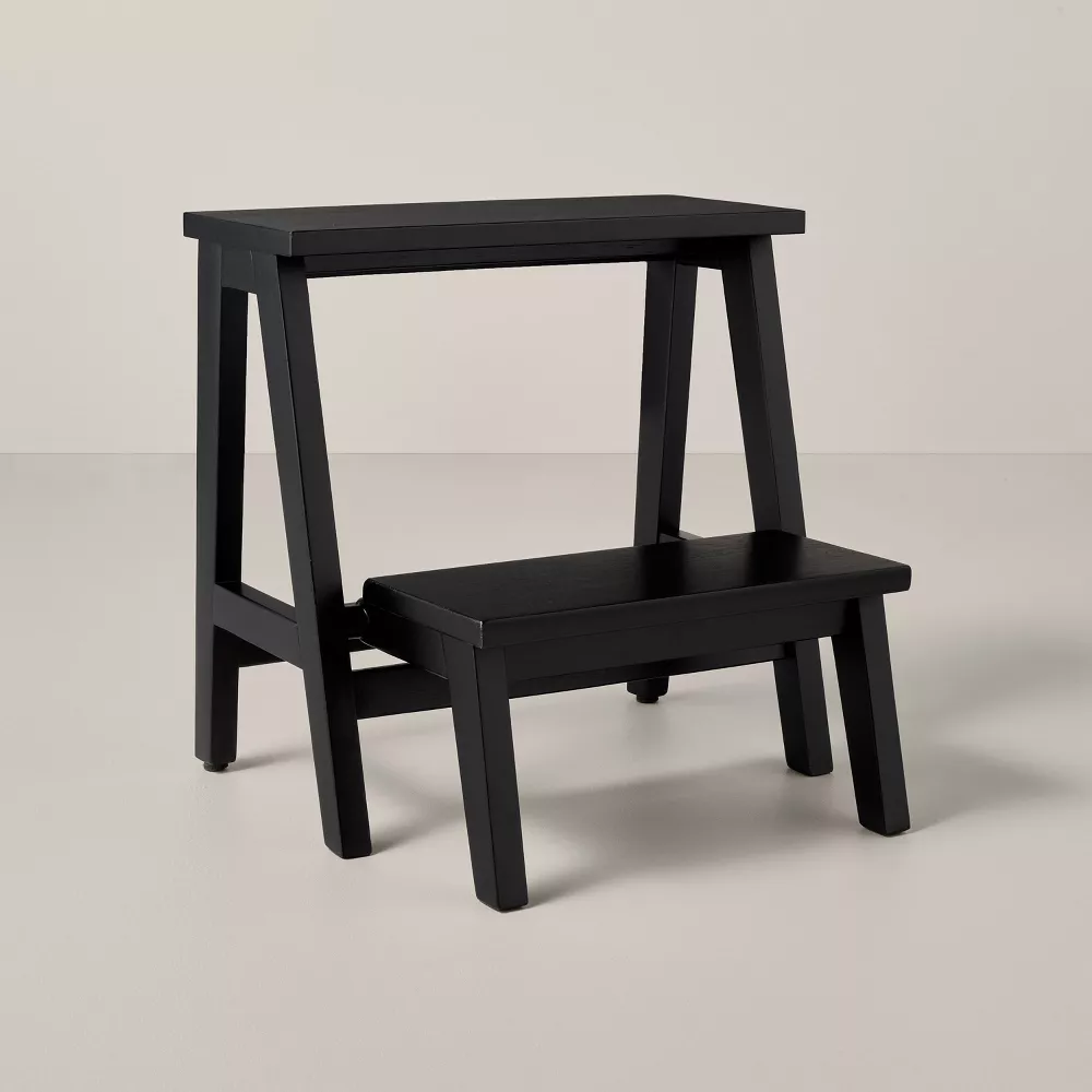 Taburete escalonado de 18 pulgadas, madera color negro - Hearth & Hand