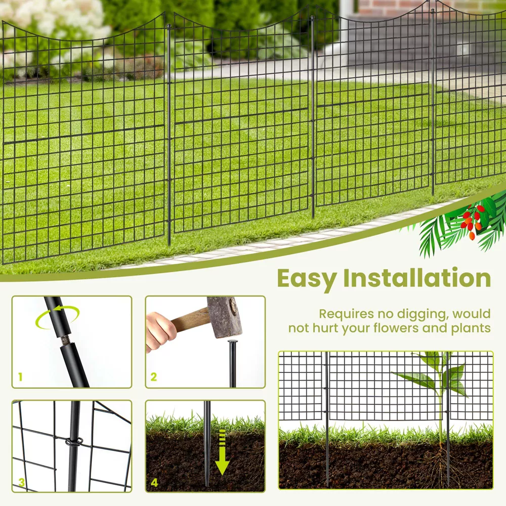 Barrera para jardín 5 paneles y 5 estacas de 99 cm de alto - Costway - Imagen 4