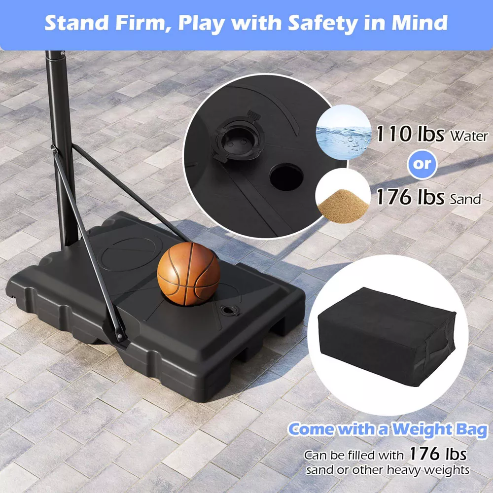 Canasta de baloncesto con altura ajustable de 7,4 a 10 pies con tablero de 44 pulgadas -Costway - Imagen 5