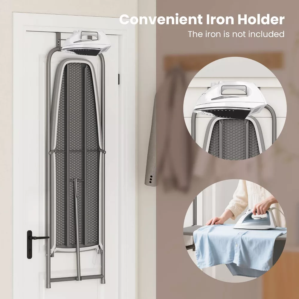 Tabla de planchar de puerta, con soporte para plancha y funda de algodón -Costway - Imagen 3