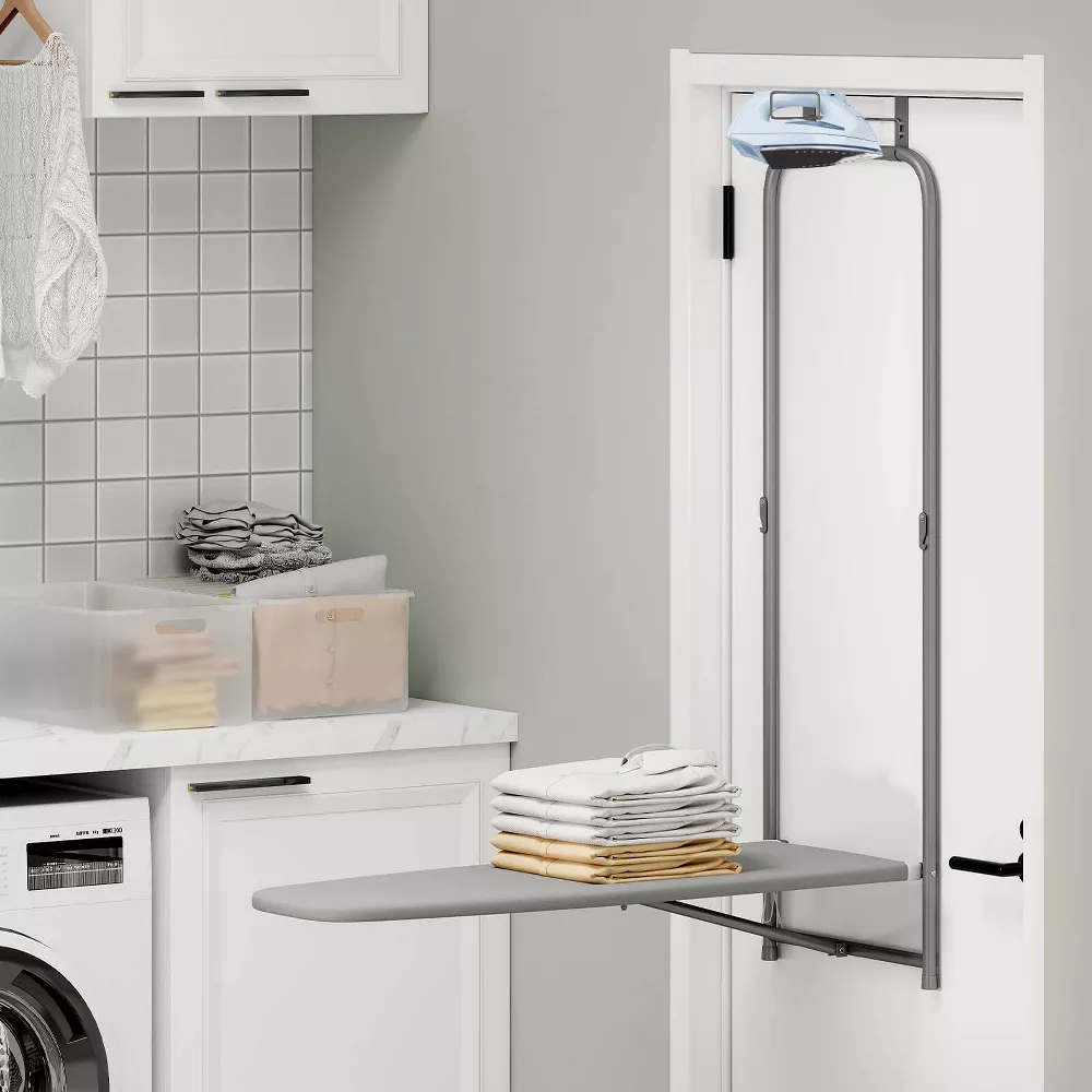 Tabla de planchar de puerta, con soporte para plancha y funda de algodón -Costway - Imagen 6