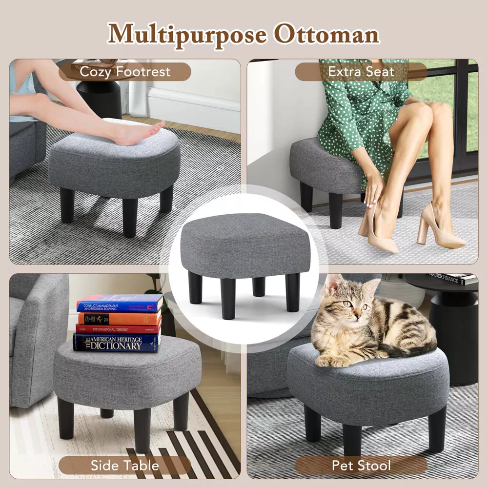 Sillón giratorio con reposapiés otomano, respaldo y reposabrazos curvos -Costway - Imagen 5