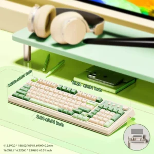 Alternative view of Teclado gamer inalámbrico con retroiluminación y perilla multimedia, color verde -AULA
