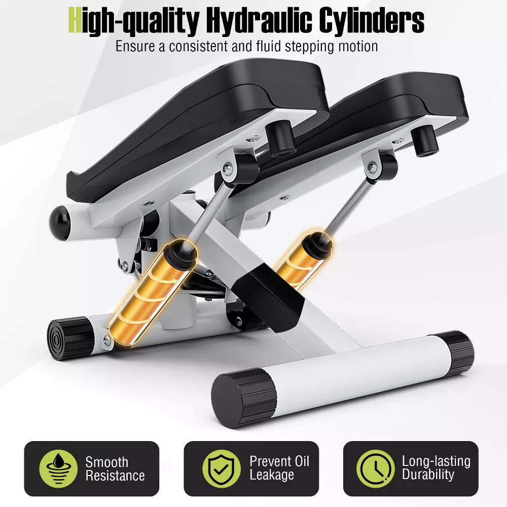 Mini stepper con bandas de resistencia y altura ajustable, color blanco -Costway - Imagen 6