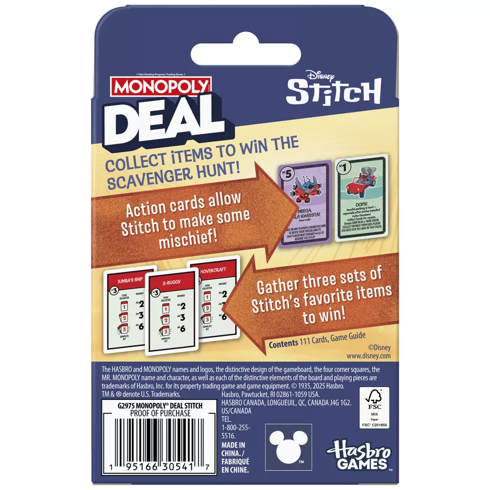 Juego de cartas "Monopoly Deal Stitch" -Hasbro - Imagen 2