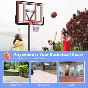 Alternative view of Canasta de baloncesto con altura ajustable de 7,4 a 10 pies con tablero de 44 pulgadas -Costway