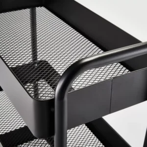 Alternative view of Carrito auxiliar de metal de 3 niveles con ruedas, color negro -Brightroom