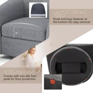 Alternative view of Sillón giratorio con reposapiés otomano, respaldo y reposabrazos curvos -Costway