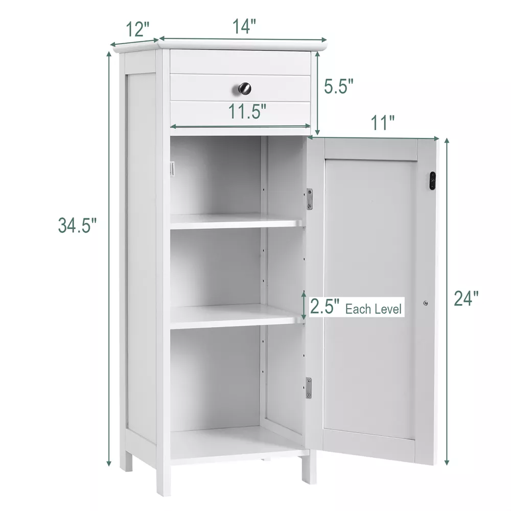 Mueble organizador para baño de madera con cajón y estante -Costway - Imagen 7