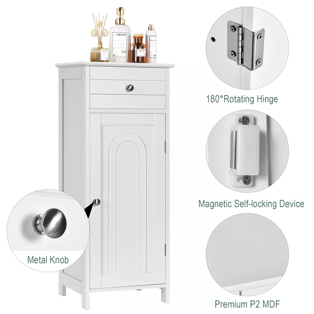 Mueble organizador para baño de madera con cajón y estante -Costway - Imagen 3