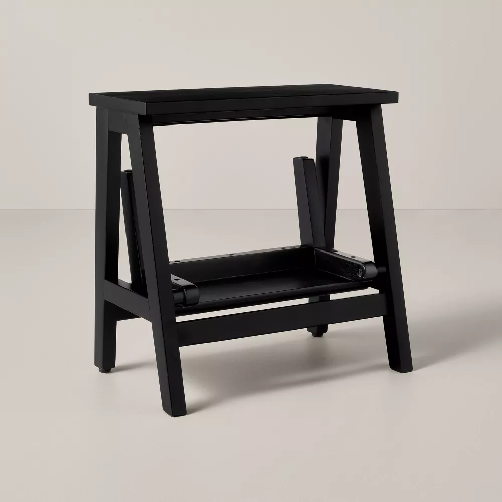 Taburete escalonado de 18 pulgadas, madera color negro - Hearth & Hand - Imagen 4