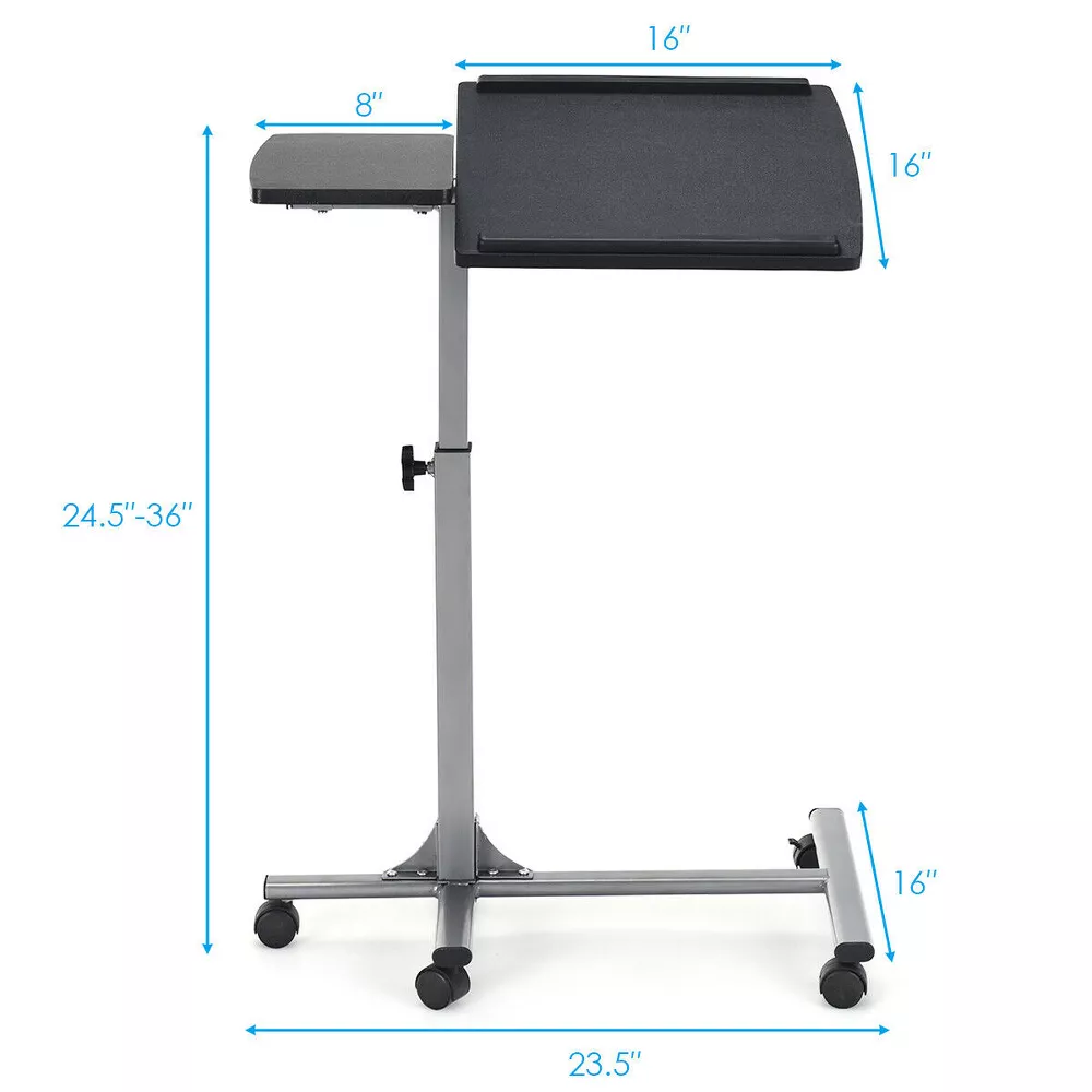 Escritorio móvil de altura ajustable para portátil, color negro -Costway - Imagen 7