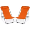 Par de sillas de playa portátiles con 3 posiciones y reposacabezas, color naranja -Costway