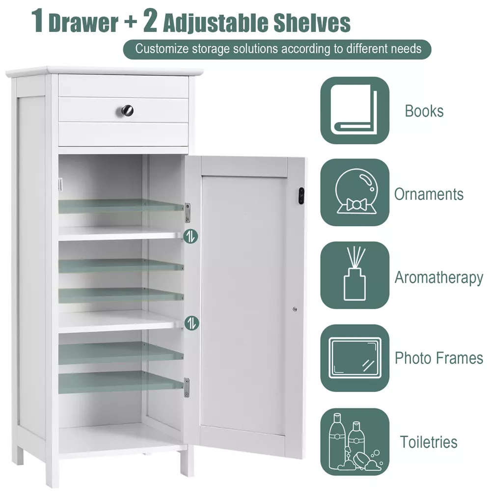 Mueble organizador para baño de madera con cajón y estante -Costway - Imagen 4