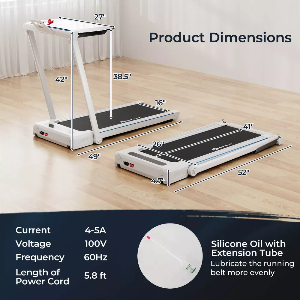 Cinta de correr plegable 3 en 1 de 2,25 HP con altavoz de mesa y control remoto -Costway - Imagen 8