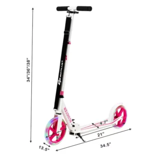 Alternative view of Scooter plegable con ruedas LED para niños -Costway
