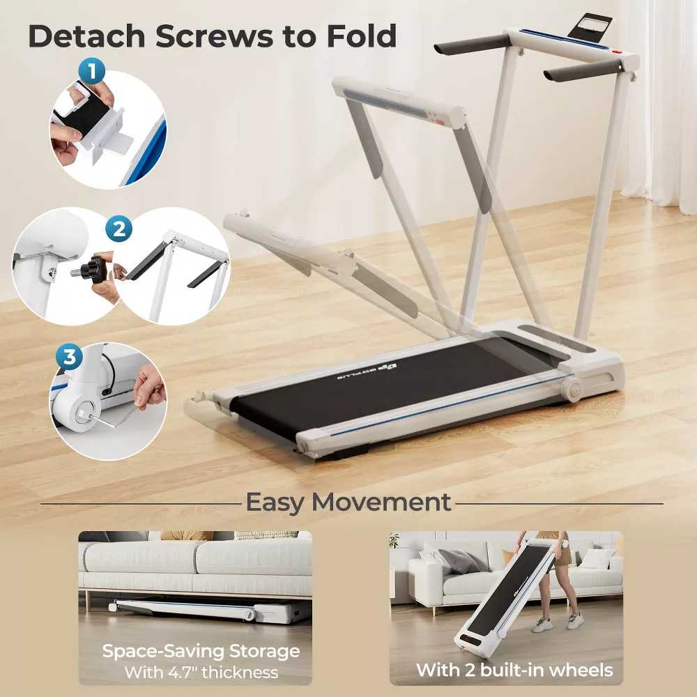 Cinta de correr plegable 3 en 1 de 2,25 HP con altavoz de mesa y control remoto -Costway - Imagen 3